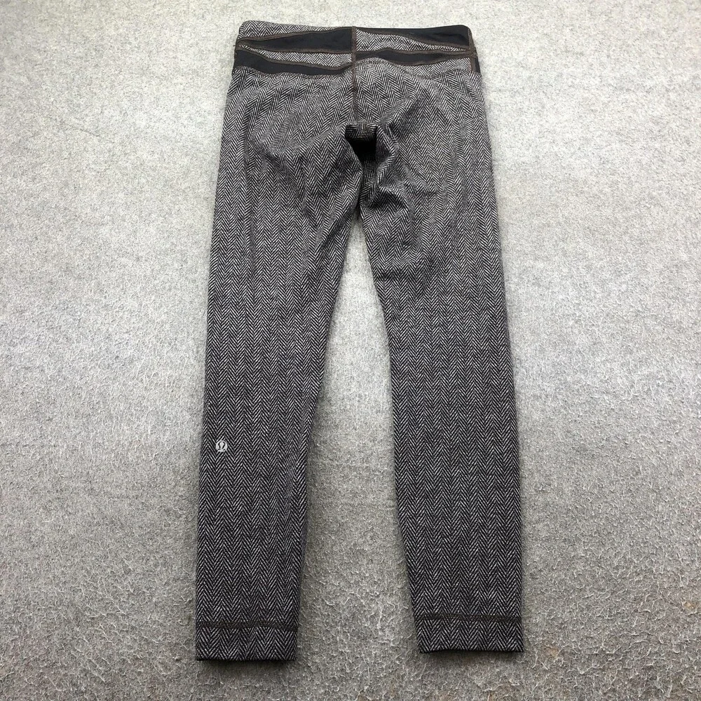 Lululemon Leggings Womens 6 Gray Herringbone Ankle Knit Yoga Gym Athletic